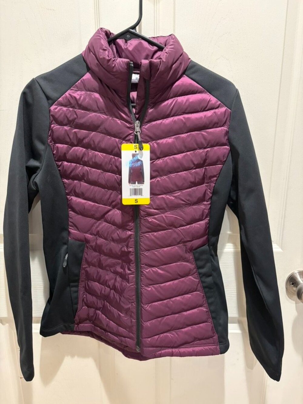 Gorpcore Women's Mixed Media Puffer Jacket Potent Purple/Black small